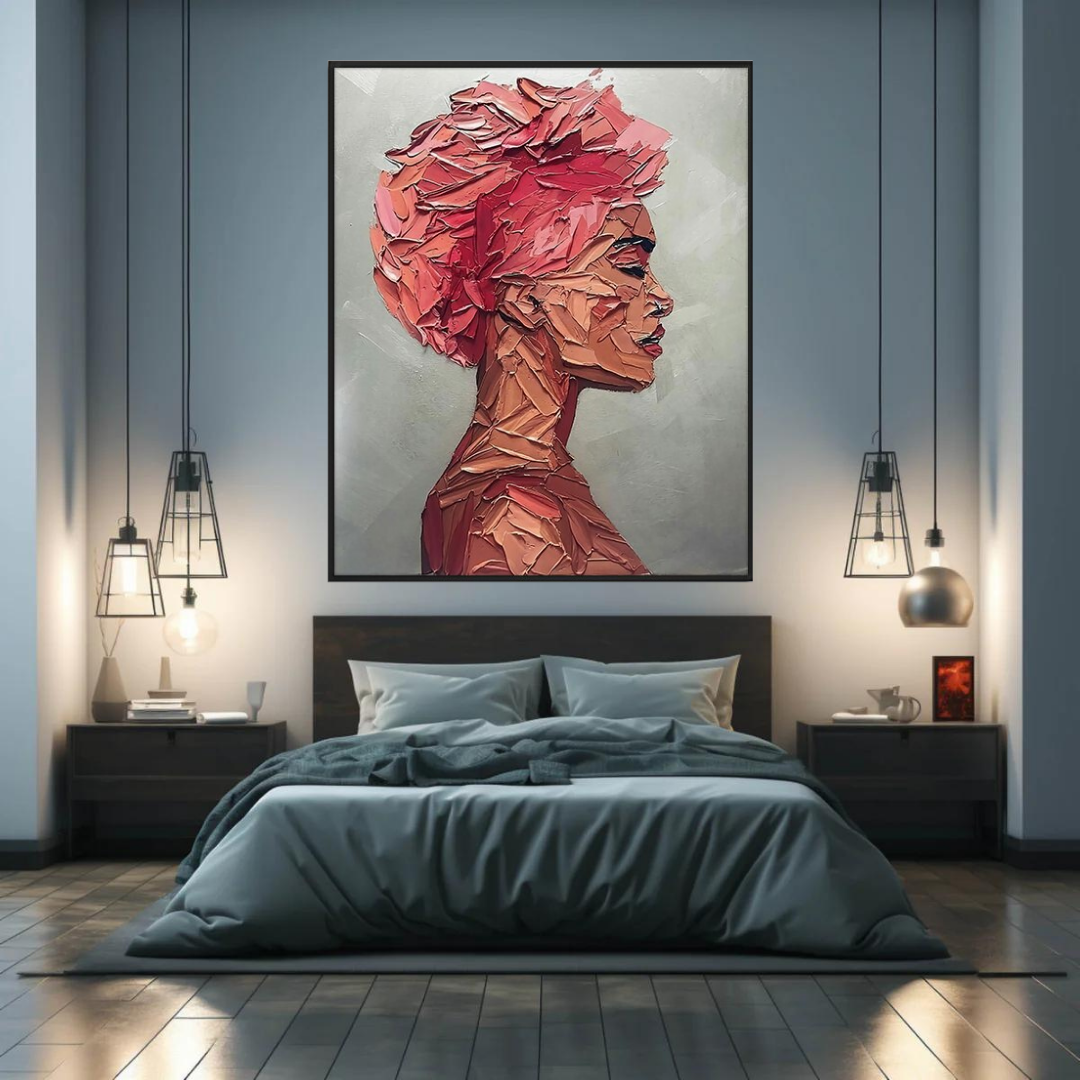 Textured-modern-woman-contemporary-abstract-art-pink-woman-modern-muse-theurbannarrative-blue-room-aesthetic