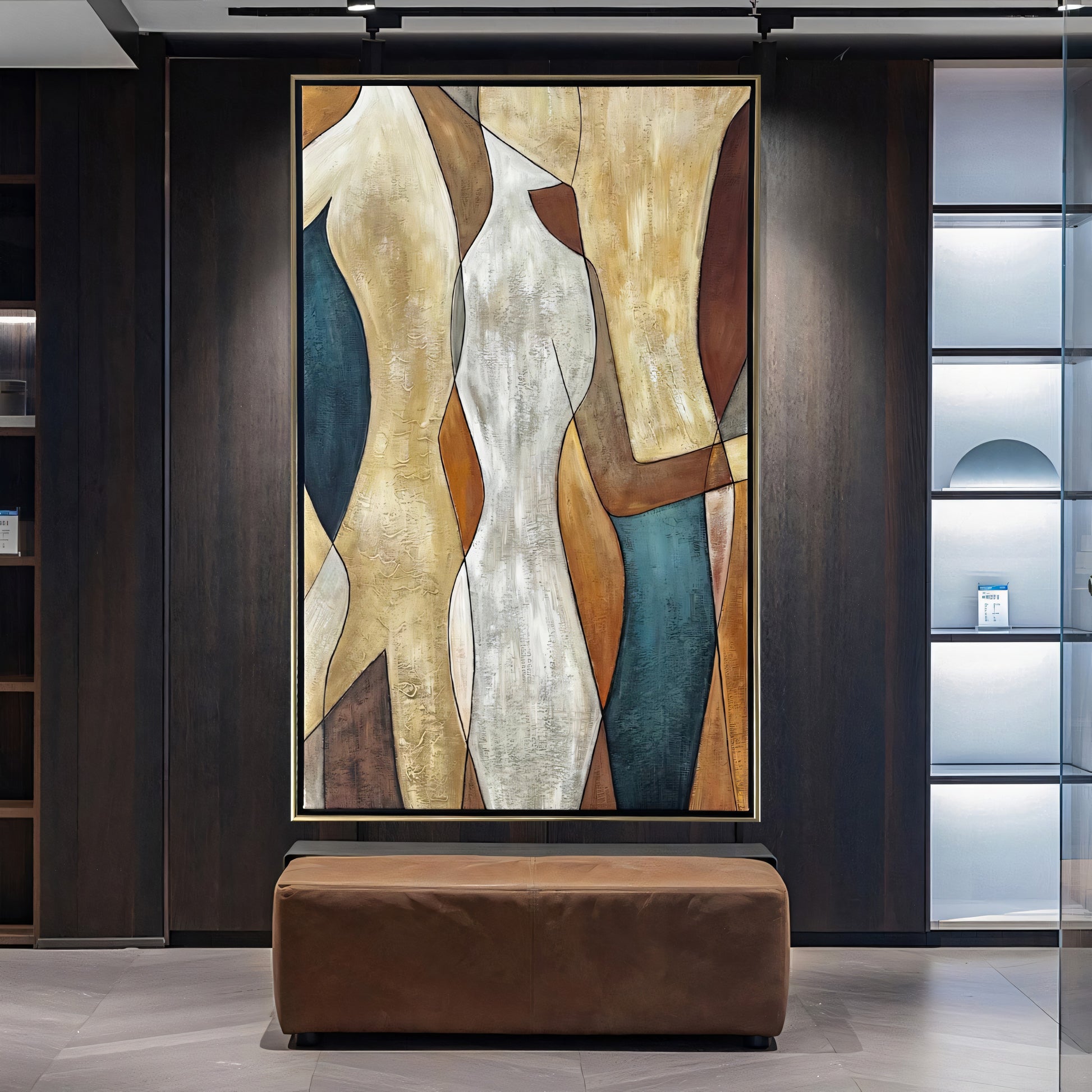 Abstract Human Art in Warm Blue, Brown & Golden The Urban Narrative