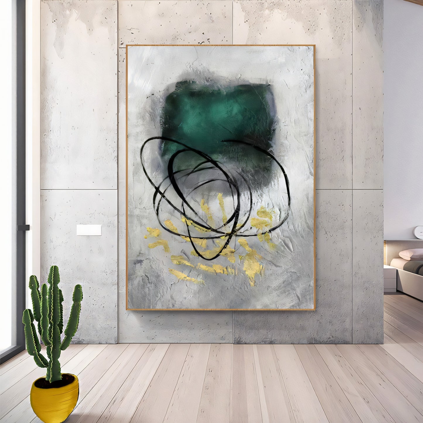 Emerald Disruption: Chaos Abstract Statement Piece