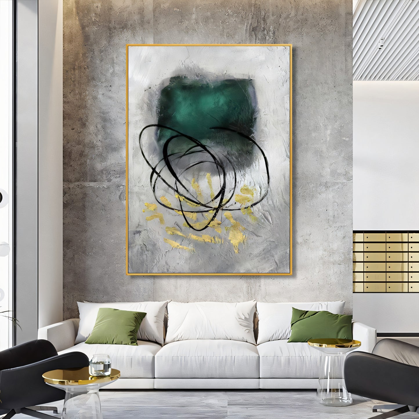 Emerald Disruption: Chaos Abstract Statement Piece