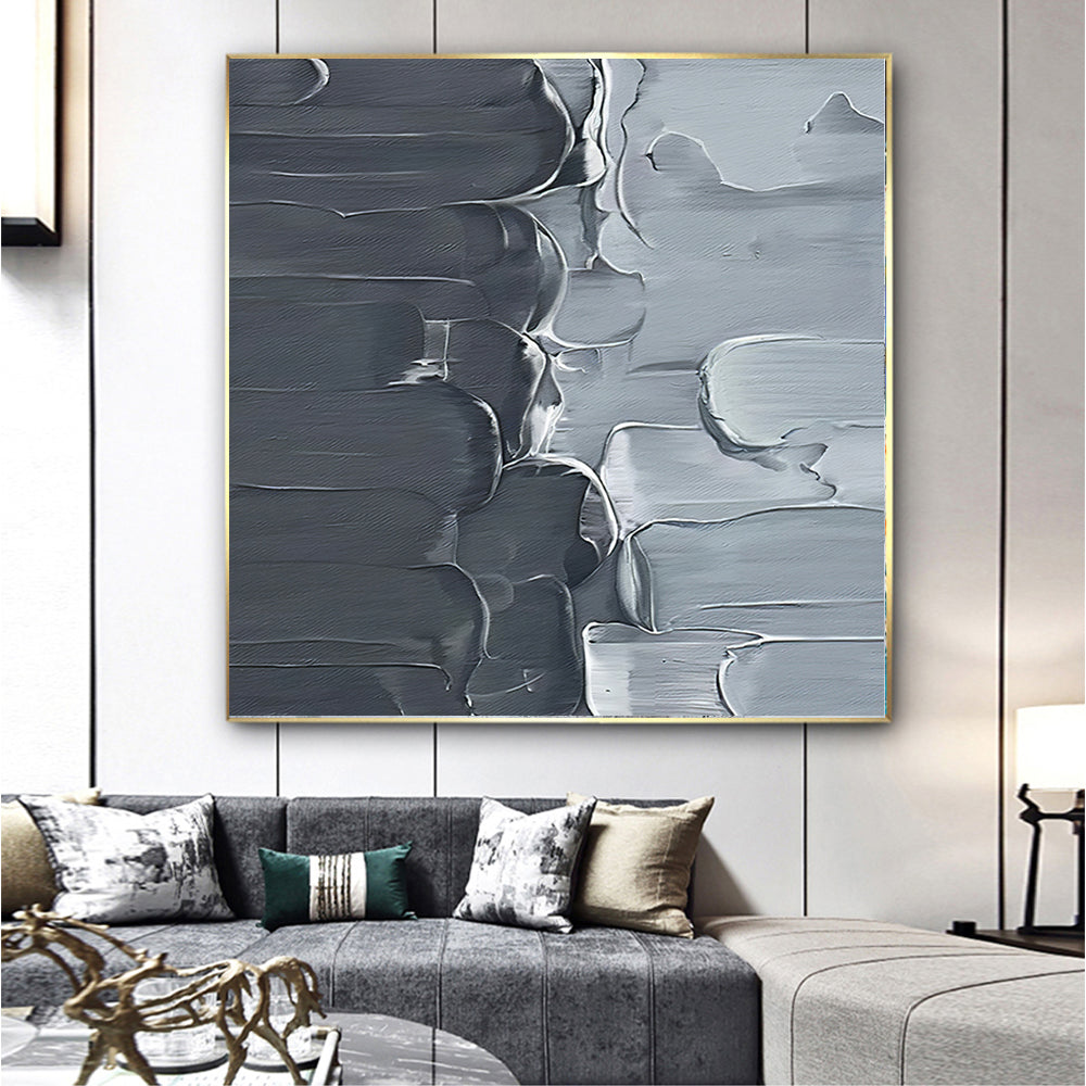 mirage-grey-steel-blue-grey-textured-waves-modern-abstract-art-theurbannarrative-home-decor-textured-art-minimalist-Epoch-Trove-collection-gold-square-frame