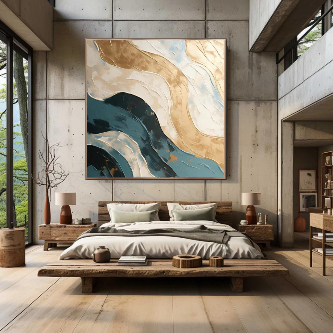 Golden Currents | A Luxurious Abstract Painting