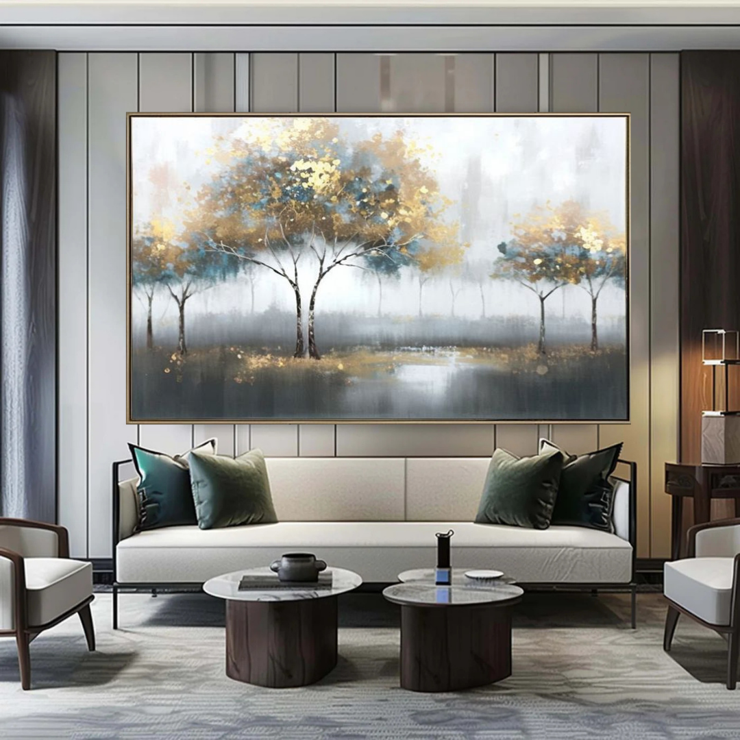 Golden Leaves Oil Painting the Urban Narrativee