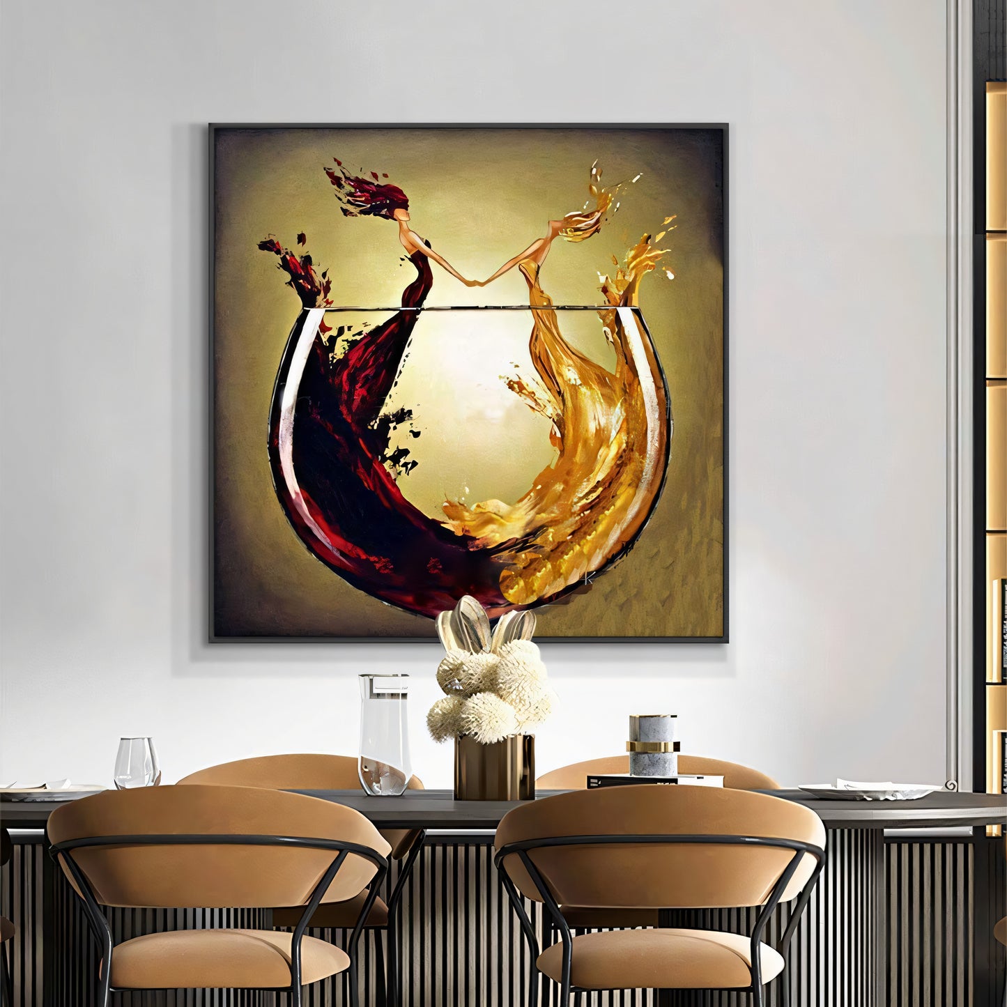 A Toast to Friendship - Abstract Wine and Dine Oil Painting