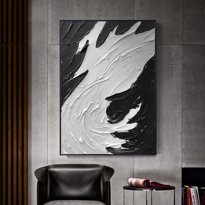 Obsidian Waves: Luxe Black & White Texture Art