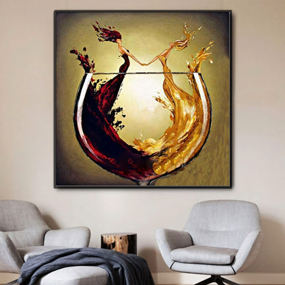 A Toast to Friendship - Abstract Wine and Dine Oil Painting