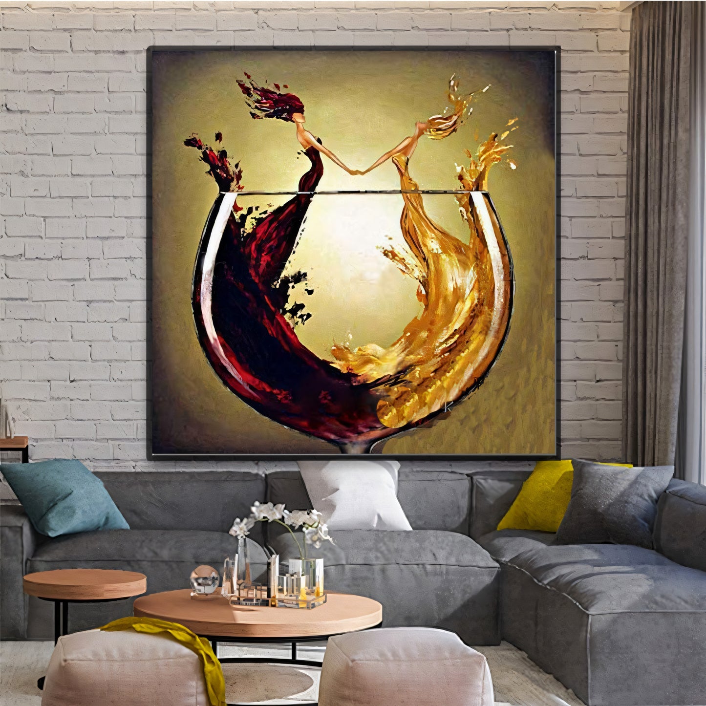 A Toast to Friendship - Abstract Wine and Dine Oil Painting