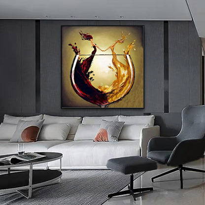 A Toast to Friendship - Abstract Wine and Dine Oil Painting