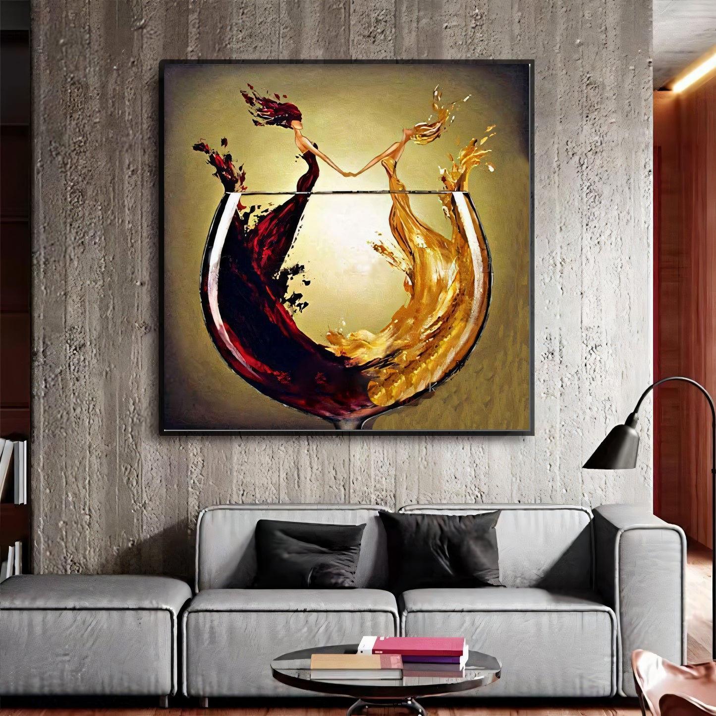 A Toast to Friendship - Abstract Wine and Dine Oil Painting