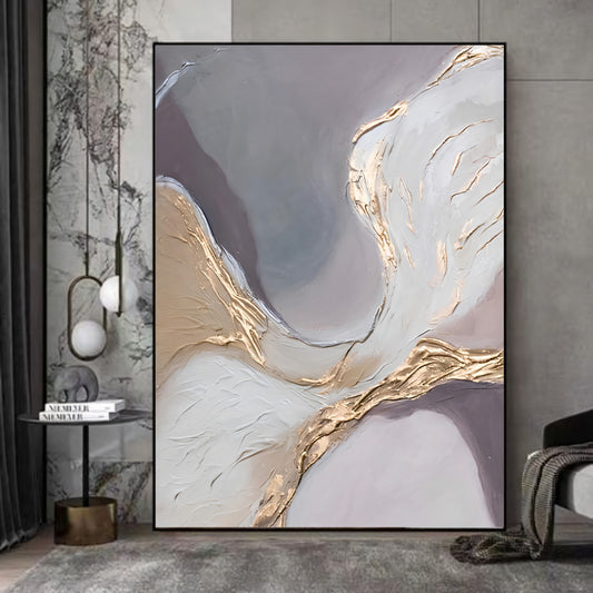 Streamlined Grace A Golden Flow Canvas Painting The Urban Narrative