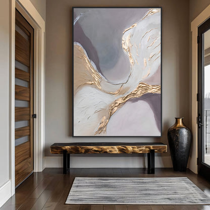 Streamlined Grace A Golden Flow Textured Canvas The Urban Narrative