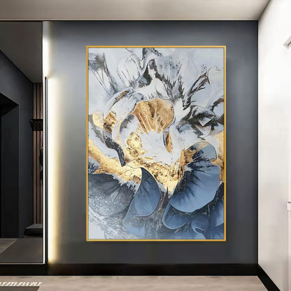 Bloom: Luxury Blue and Gold Accent Floral Art