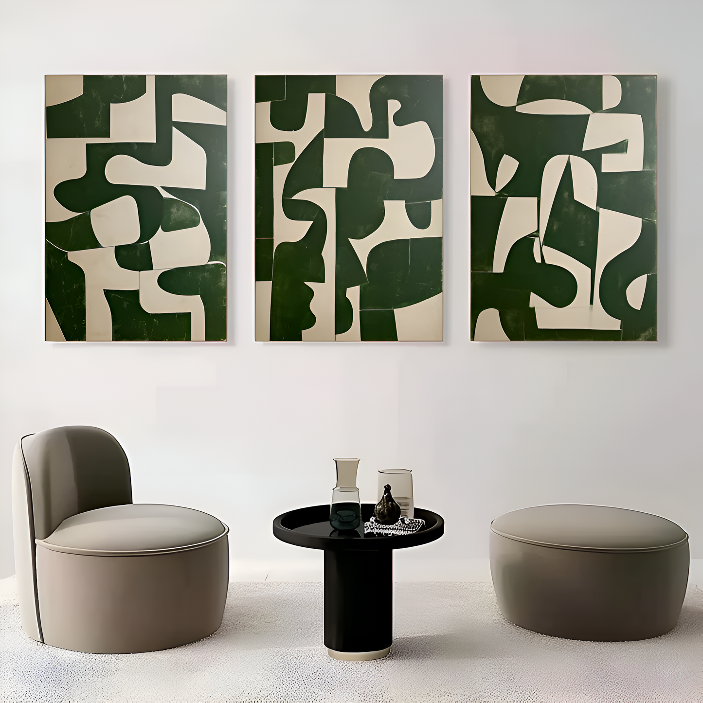 De la collection Ashes Trio : trois œuvres d'art moderne en noir, blanc et or