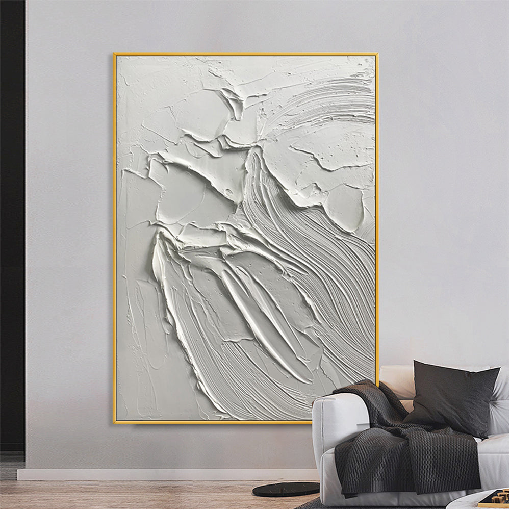 white-ashen-textured-abstract-modern-painting-new-york-collection-theurbannarrative-gold-frame