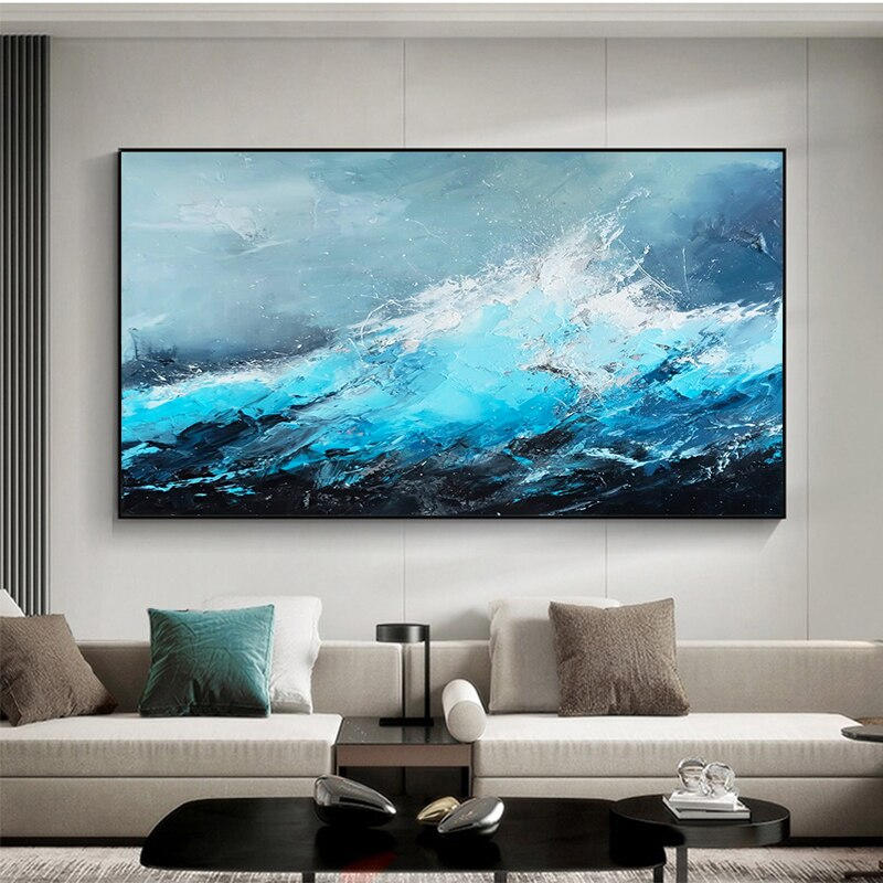 Crashing-blue-sea-waves-modern-acrylic-paining
