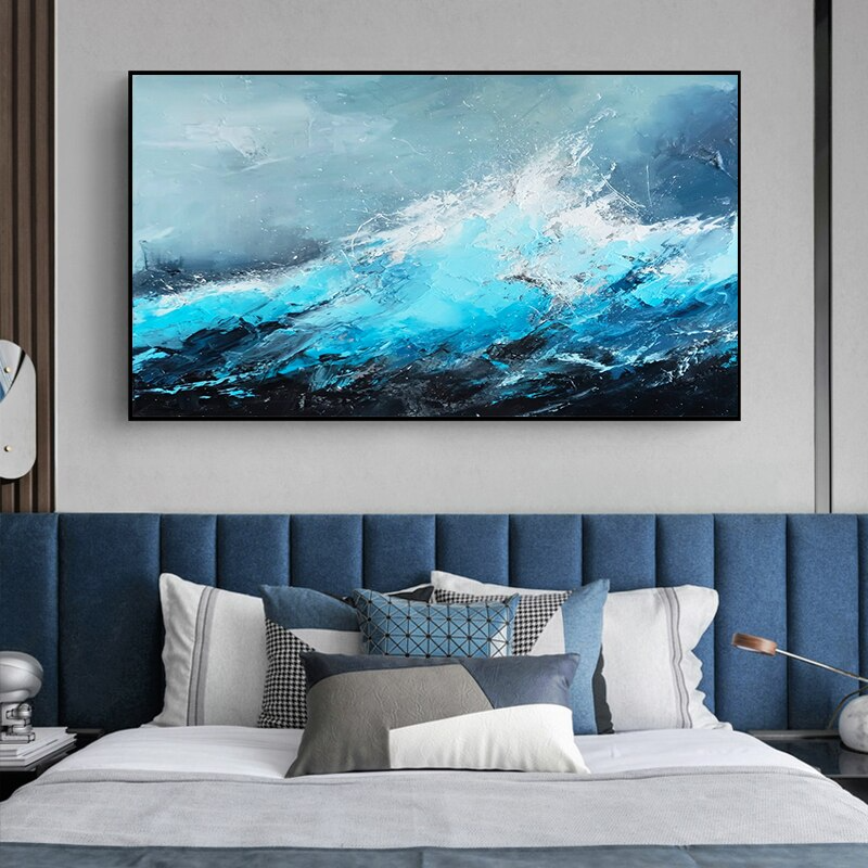 Crashing-blue-sea-waves-modern-acrylic-paining