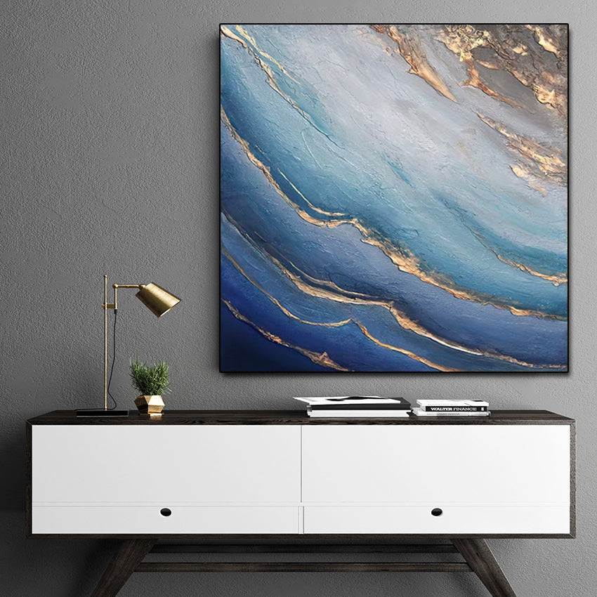 Ripple-wave-abstract-gold-blue-hue-green-earth-oil-acrylic-modern-painting-theurbannarrative-square