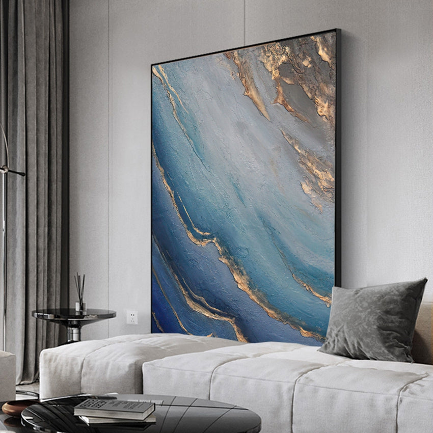 Ripple-wave-abstract-gold-blue-hue-green-earth-oil-acrylic-modern-painting-theurbannarrative-home-design-portrait