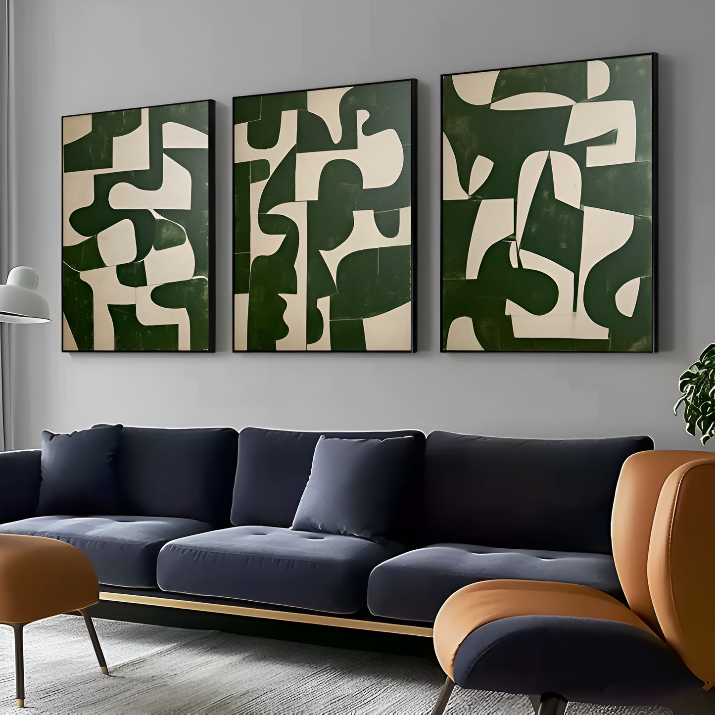 De la collection Ashes Trio : trois œuvres d'art moderne en noir, blanc et or