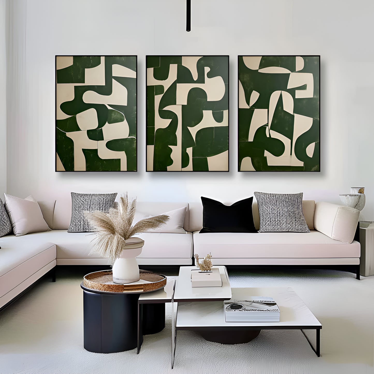De la collection Ashes Trio : trois œuvres d'art moderne en noir, blanc et or