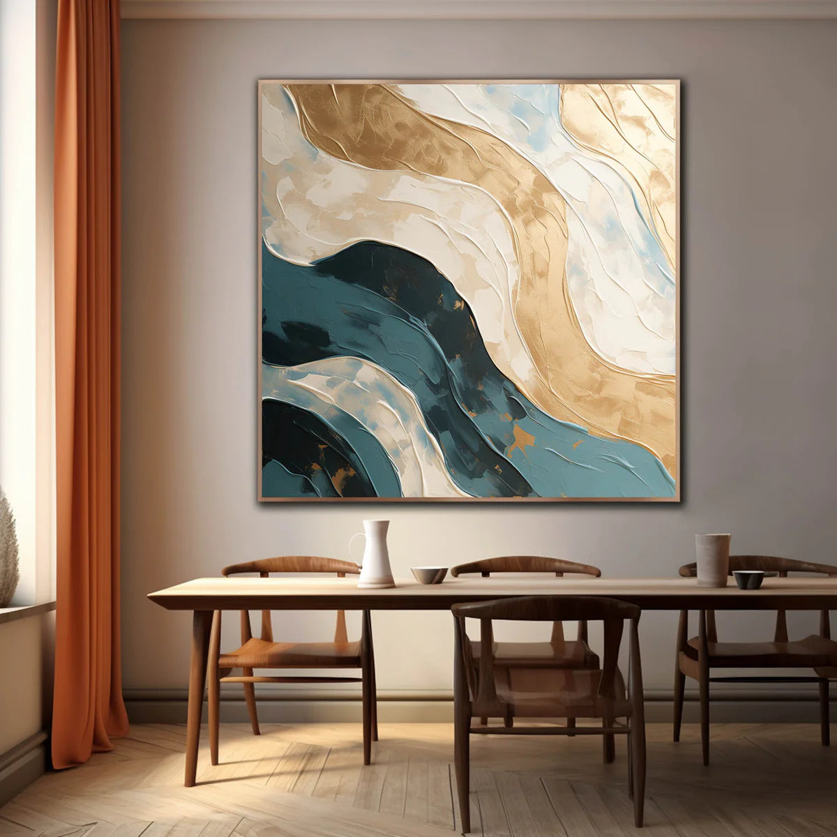 teal-gold-ivory-blue-square-abstract-modern-painting-waves-theurbannarrative-golden-currents