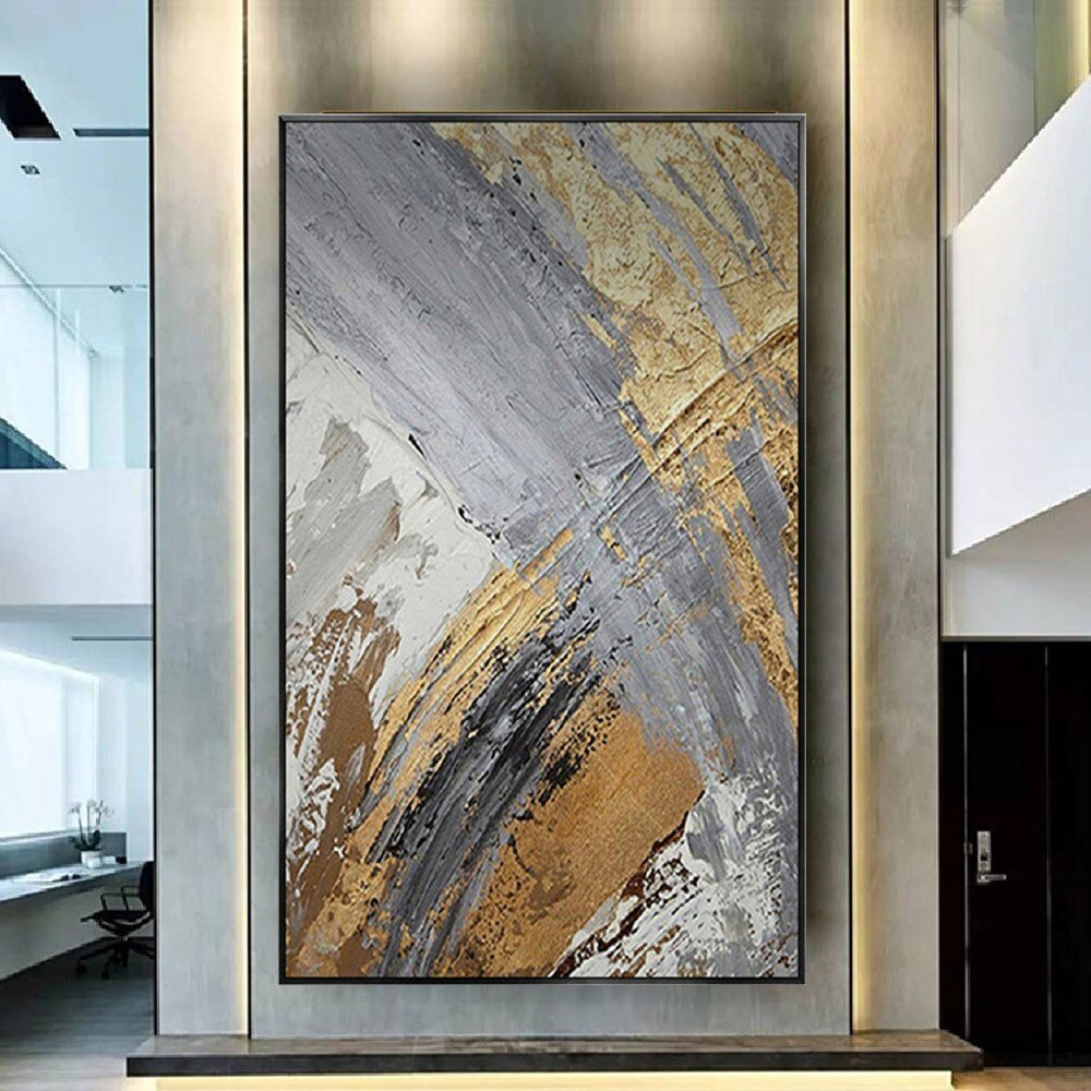 more-than-gold-modern-oil-painting-with-gold-streaks-and-steel -blue-and grey-abstract-industrial-contemporary-art