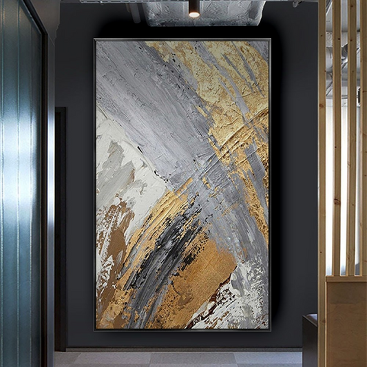 More than Gold: Gold and Steel Abstract Statement Painting