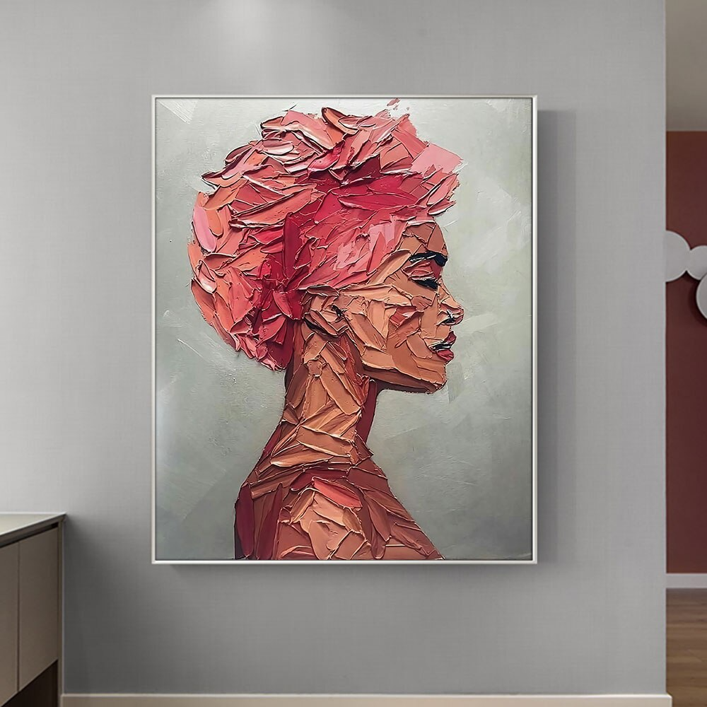 Textured-modern-woman-contemporary-abstract-art-pink