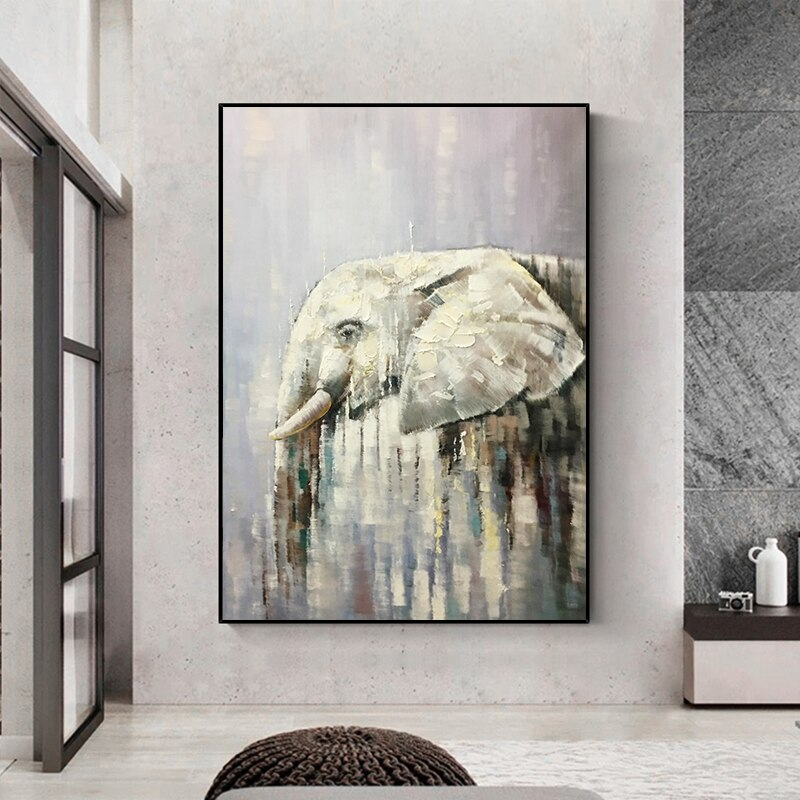 memory-the-urban-narrative-elephant-realistic-oil-painting-modern-abstract-art-home-decor-grey-tonne