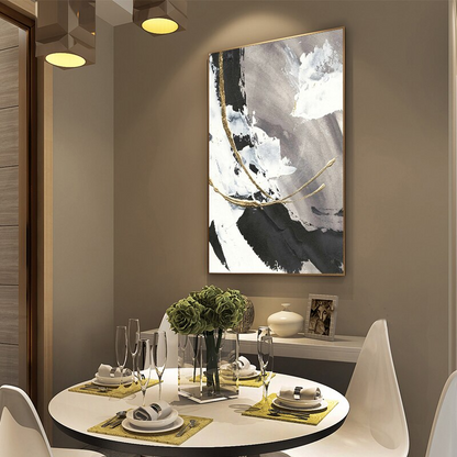 Rises a Phoenix Black, White and Gold Abstract Statement Painting The Urban Narrative