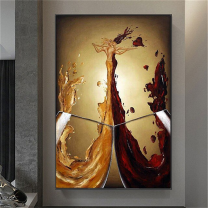 Red-and-white-wine-collide-love-story-modern-abstract-oil-paining