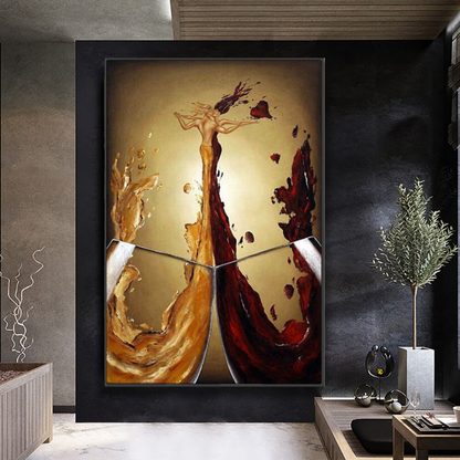 Red-and-white-wine-collide-love-story-modern-abstract-oil-paining