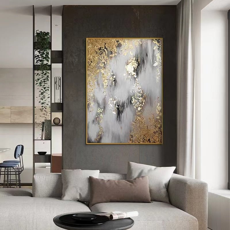 home-decor-office-canvas-gold-leaf-oil-painted-abstract-fall-four-seasons-modern-contemporary-art