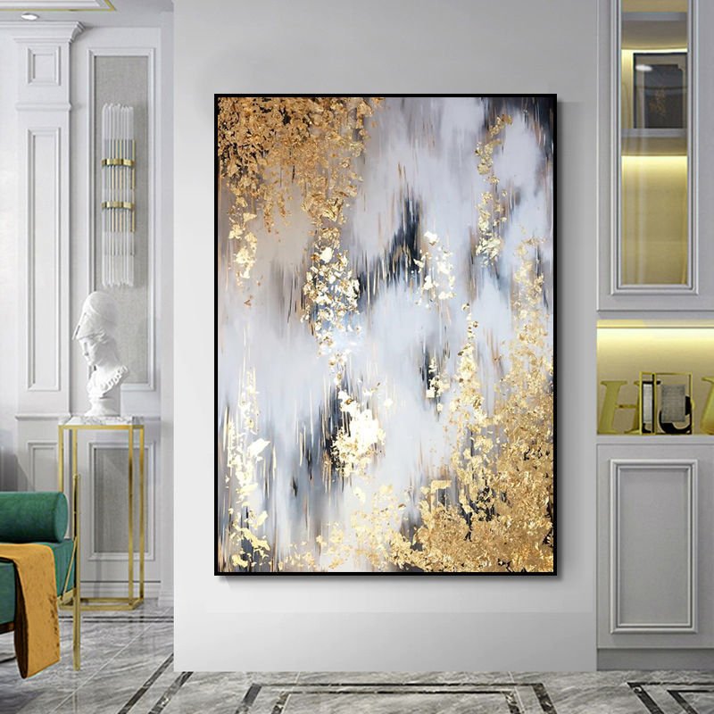 gold-leaf-oil-painted-abstract-fall-four-seasons-modern-contemporary-art-home-decor
