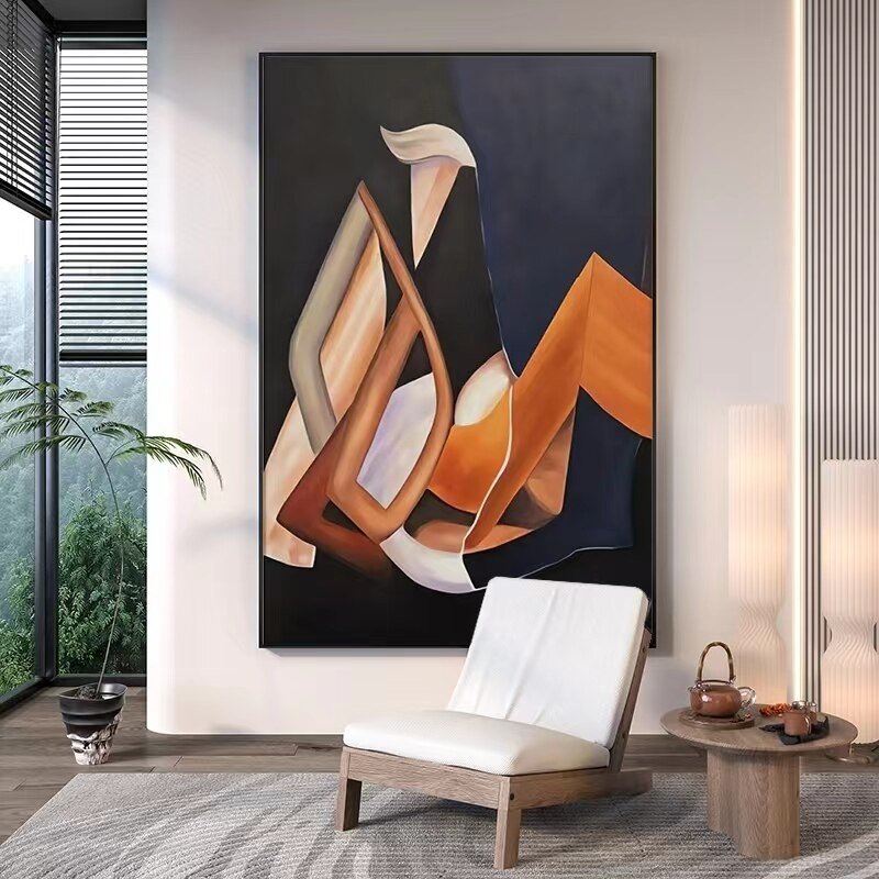 the-sitting-man-picasso-inspired-modern-abstract-geometric-minimal-blue-and-orange-hued-portrait-canvas-oil-painting